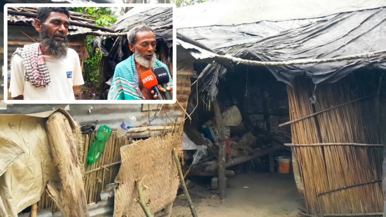 "ভাঙা কুঁড়ে ঘরে জীবনযুদ্ধ: সরকারি সহায়তার অপেক্ষায়...