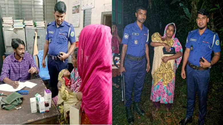 নেছারাবাদে মানবিকতার উজ্জ্বল দৃষ্টান্ত এএসআই জিকুর...